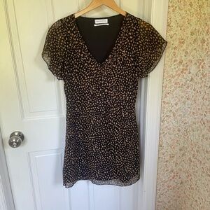 Urban Outfitters UO Cheetah Print Wrap Short Sleeve Casual Mini Dress